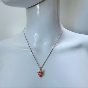 Immaculate Heart of Mary 18k gold necklace pink stone